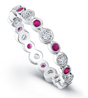BEVERLY K 18K White Gold Ruby and Diamond Eternity Band